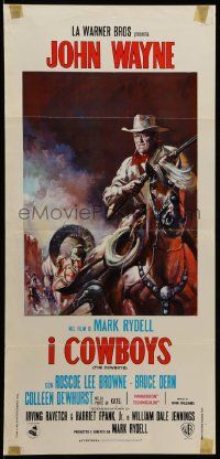 8m308 COWBOYS Italian locandina '72 different artwork of cowboy John Wayne in western action!