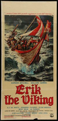 8m338 ERIK THE VIKING Italian locandina '65 cool artwork of vikings in ship by Ciriello!