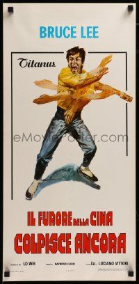 8m349 FISTS OF FURY Italian locandina '73 great Bruce Lee action kung fu art by Ciriello!