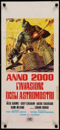 8m390 INVASION OF ASTRO-MONSTER Italian locandina R77 Zanca art of monster breathing fire!