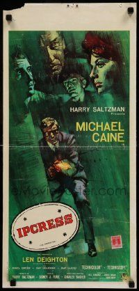 8m392 IPCRESS FILE Italian locandina '65 different art of Caine in the spy story of the century!
