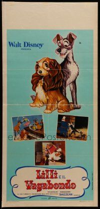 8m405 LADY & THE TRAMP Italian locandina R66 w/ romantic spaghetti scene from Disney dog classic!