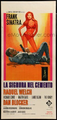 8m406 LADY IN CEMENT Italian locandina '68 Enzo Nistri art of Frank Sinatra & sexy Raquel Welch!