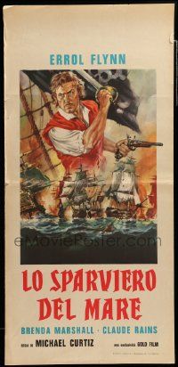 8m472 SEA HAWK Italian locandina R60s Michael Curtiz directed, swashbuckler Errol Flynn!