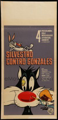8m480 SILVESTRO CONTRO GONZALES Italian locandina '60s Bugs Bunny, Sylvester, Tweety, Speedy!
