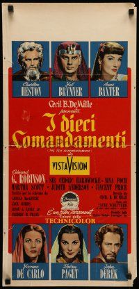 8m492 TEN COMMANDMENTS Italian locandina '57 Charlton Heston & Yul Brynner, Cecil B. DeMille