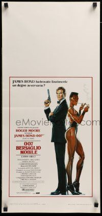 8m516 VIEW TO A KILL Italian locandina '85 art of Moore as James Bond & Jones by Goozee!