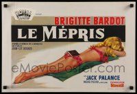 8p049 LE MEPRIS Belgian '63 Jean-Luc Godard, different art of sexy Bardot sunbathing in bikini!