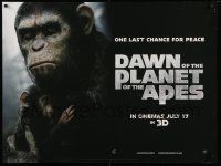 8p659 DAWN OF THE PLANET OF THE APES teaser DS British quad '14 close-up of Caesar w/ his son!