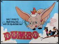 8p661 DUMBO British quad R80s colorful art from Walt Disney circus elephant classic!