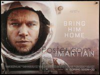 8p693 MARTIAN advance DS British quad '15 close-up of astronaut Matt Damon, bring him home!