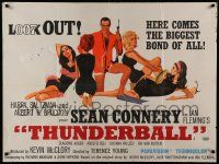 8p717 THUNDERBALL British quad '65 McGinnis art of Connery & girls, likely censored in Ireland!