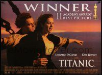 8p718 TITANIC DS British quad '97 DiCaprio, Kate Winslet, directed by James Cameron, Oscar style!