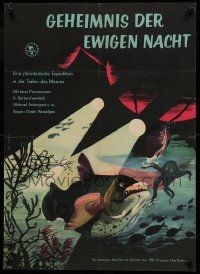 8p625 MYSTERY OF THE ETERNAL NIGHT East German 23x32 '57 Russian sci-fi, cool artwork!