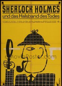 8p630 SHERLOCK HOLMES & THE DEADLY NECKLACE East German 23x32 '67 Christopher Lee, G. Rappins art!