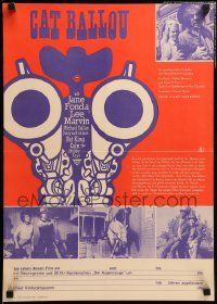 8p562 CAT BALLOU East German 16x23 '71 classic sexy cowgirl Jane Fonda, Lee Marvin, great artwork!