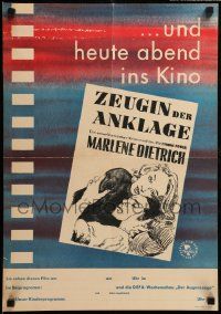 8p616 WITNESS FOR THE PROSECUTION teaser East German 16x23 '64 Billy Wilder, Power, Dietrich!