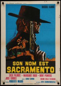 8p498 AND HIS NAME WAS HOLY GHOST French 20x28 '72 great spaghetti western art by P. Franco!