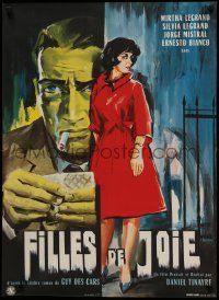8p496 UNDER THE SAME SKIN French 23x32 1964 cool crime film noir artwork by Constantine Belinsky!