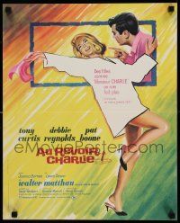 8p529 GOODBYE CHARLIE French 17x21 '64 art of Tony Curtis & sexy Debbie Reynolds by Grinsson!