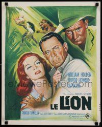 8p535 LION French 18x22 '63 William Holden, Trevor Howard & Capucine in Africa by Boris Grinsson!