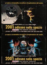 8p223 2001: A SPACE ODYSSEY set of 4 Cinerama Italian 18x26 pbustas '68 Kubrick, Keir Dullea