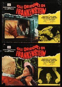 8p236 HORROR OF FRANKENSTEIN set of 2 Italian 19x27 pbustas '72 Hammer horror, David Prowse!