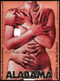 8p348 ALABAMA Polish 27x36 '84 bizarre Wieslaw Walkuski art of nude woman covered w/arms!