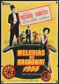 8p409 BAND WAGON Spanish '55 MCP art of Fred Astaire & sexy Cyd Charisse by giant top hat!