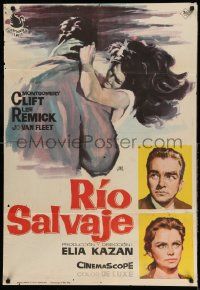 8p472 WILD RIVER Spanish '62 directed by Elia Kazan, Montgomery Clift embraces Lee Remick by Jano!