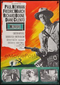 8p090 HOMBRE Swedish '67 Martin Ritt, completely different images of cowboy Paul Newman!