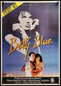 8p273 BETTY BLUE Yugoslavian 20x27 '87 Jean-Jacques Beineix, pensive Beatrice Dalle in sky!