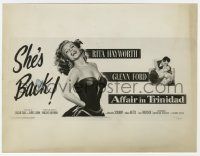 8r048 AFFAIR IN TRINIDAD 7.75x10.25 still '52 best art of sexy Rita Hayworth used on the 24-sheet!