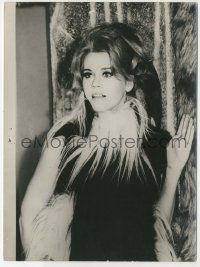 8r096 BARBARELLA 7.25x9.5 still '68 wonderful c/u of sexy Jane Fonda wearing wild fur outfit!