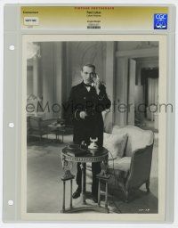 8s015 BY CANDLELIGHT slabbed 8x10 still '33 Paul Lukas standing, talking on phone & smoking cigar!