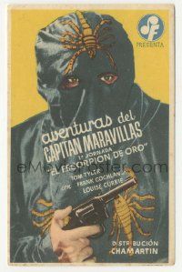 8s084 ADVENTURES OF CAPTAIN MARVEL part 1 Spanish herald '43 cool image of The Scorpion w/gun!