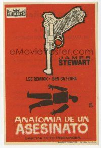 8s100 ANATOMY OF A MURDER Spanish herald '61 different Montalban dead body silhouette & gun art!