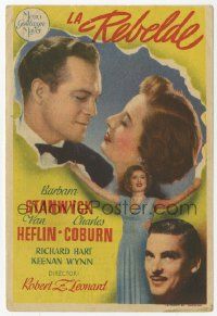 8s114 B.F.'S DAUGHTER Spanish herald '49 romantic close up of Barbara Stanwyck & Van Heflin!