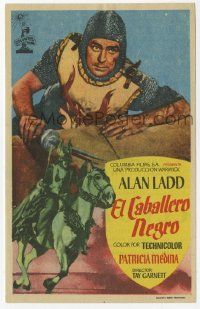 8s134 BLACK KNIGHT Spanish herald '54 Alan Ladd's biggest adventure, close up & on horseback!