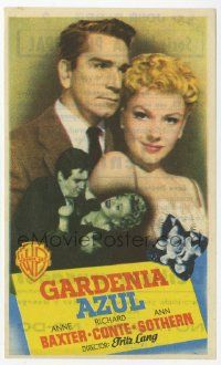 8s142 BLUE GARDENIA Spanish herald '53 Fritz Lang, Anne Baxter, Richard Conte, different image!