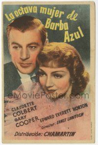 8s145 BLUEBEARD'S EIGHTH WIFE yellow title style Spanish herald '42 Claudette Colbert, Gary Cooper