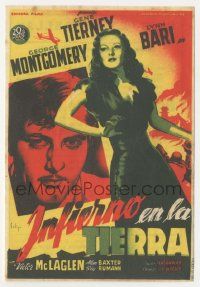 8s188 CHINA GIRL Spanish herald '46 Soligo art of sexy Gene Tierney & George Montgomery, Ben Hecht