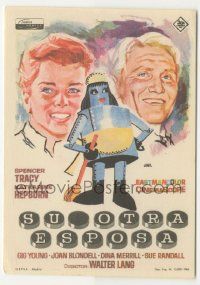 8s222 DESK SET Spanish herald '66 Jano art of Spencer Tracy, Katharine Hepburn & robot maid!