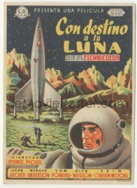8s223 DESTINATION MOON Spanish herald '53 Robert A. Heinlein, different art of rocket & astronauts!
