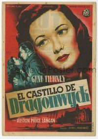 8s238 DRAGONWYCK Spanish herald '47 great Soligo art of beautiful Gene Tierney, Ernst Lubitsch!