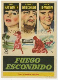 8s260 FIRE DOWN BELOW Spanish herald '57 Jano art Rita Hayworth, Robert Mitchum & Jack Lemmon!