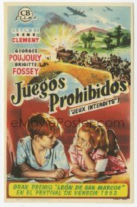 8s268 FORBIDDEN GAMES Spanish herald '52 Rene Clement's classic Jeux Interdits, children in WWII!