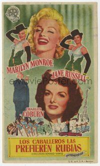 8s292 GENTLEMEN PREFER BLONDES Spanish herald '55 sexy Marilyn Monroe & Jane Russell, different!