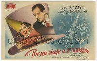 8s305 GOOD GIRLS GO TO PARIS Spanish herald '44 different image of Joan Blondell & Melvyn Douglas!
