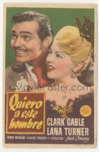 8s347 HONKY TONK Spanish herald '41 different close up of Clark Gable & sexy Lana Turner!